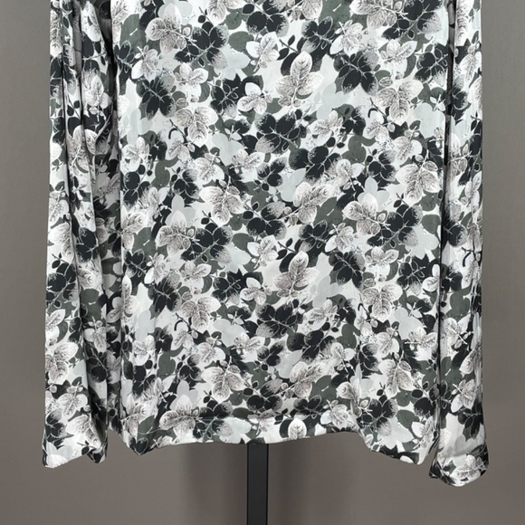 NEW Banana Republic Shirt Womens Medium tall black gray floral preppy - Picture 3 of 11